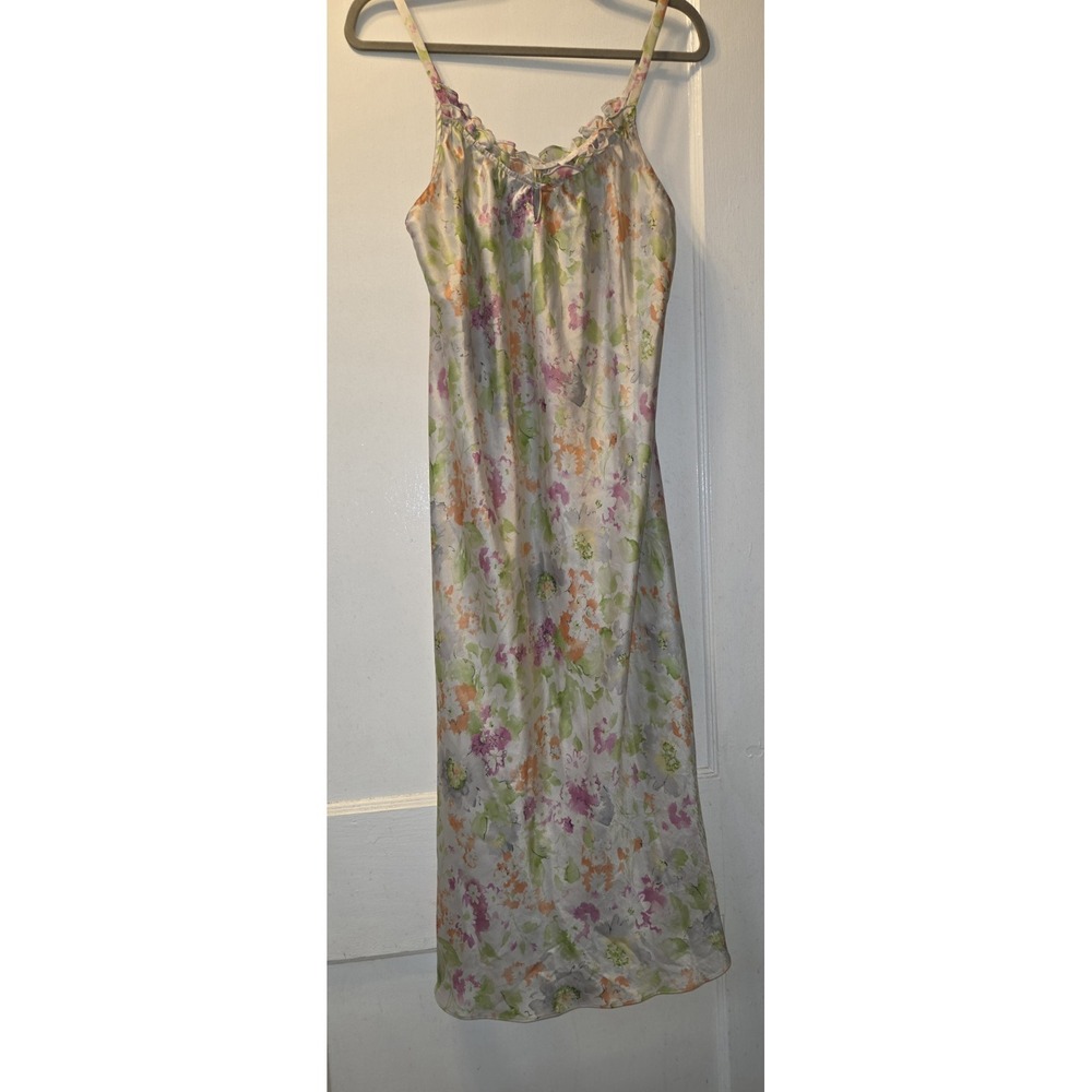 Vintage 90's Oscar De La Renta Pink Label Nightgown. Watercolor Floral Print. M